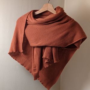 Burn Orange Ribbed Blanket Scarf